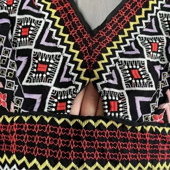 Akemi & Kin Embroidered V Neck Midi Dress | Anthropologie | size 4 - Picture 10 of 16